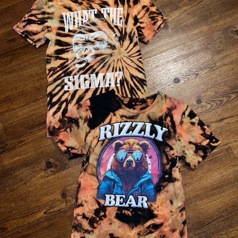 Bigfoot Tie Dye Graphic Short Sleeve Tee Orange Black What The Sigma Kids Size M - Picture 8 of 8